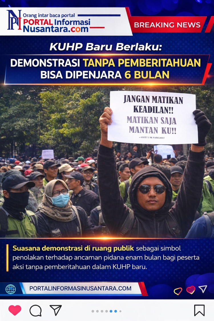 KUHP Baru Berlaku: Demonstrasi Tanpa Pemberitahuan Bisa Dipenjara 6 Bulan 1 Demonstrasi publik menyoroti pasal kontroversial dalam KUHP baru