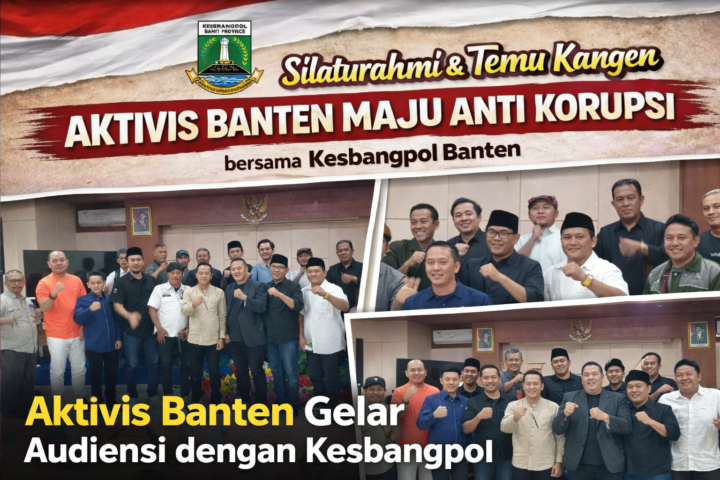 Puluhan Aktivis Banten Audiensi dengan Kesbangpol, Tegaskan Komitmen Kawal Pemerintahan Bersih dan Anti Korupsi 1 Kolase foto audiensi puluhan aktivis ormas dan LSM Provinsi Banten bersama Kesbangpol Banten dalam forum silaturahmi dan penguatan komitmen pemerintahan bersih dan anti korupsi